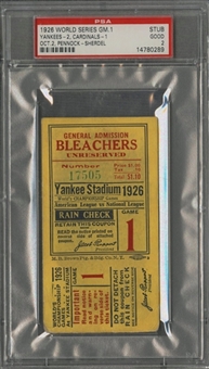 1926 World Series Yankees Vs. Cardinals Game 1 Ticket Stub - PSA/DNA GOOD 2